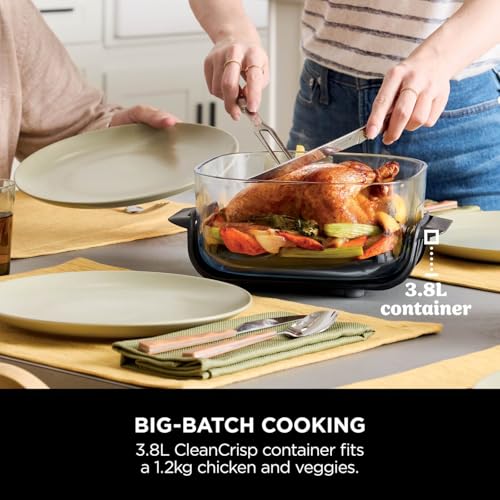 Ninja CRISPi Portable Air Fryer, 3.8L, 4-in-1: Air Fry, Roast, Keep Warm, Recrisp, Space Saving Compact Design