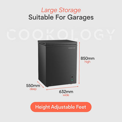 Cookology CCFZ142BK Freestanding Chest Freezer in Black - 142 Litre Capacity