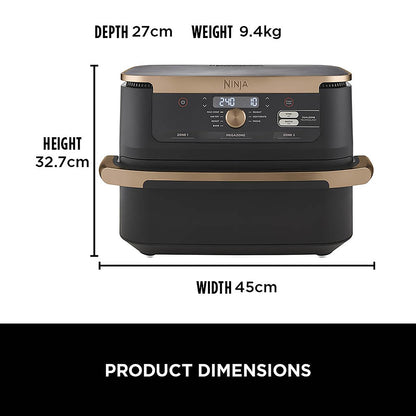 Ninja Foodi FlexDrawer Air Fryer, Dual Zone with Removable Divider, Large 10.4L Drawer, 7-in-1