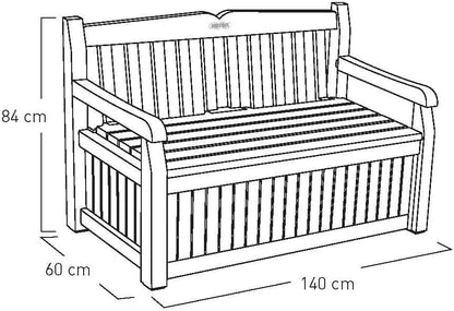 Keter Eden Bench 265L Outdoor 60% recycled Garden Furniture Storage Box Beige & Brown Wood Panel Effect