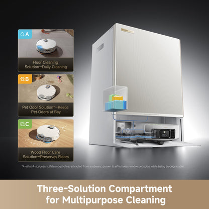 Robot Vacuum and Mop with Multi-Mop System, Up to 30,000Pa Suction, Obstacle Avoidance, Auto Empty & Mop Washing
