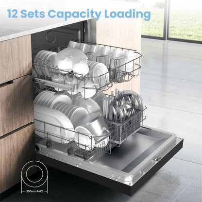 COMFEE' Freestanding Dishwasher CDWPF1201PB-UK 60cm Width, Full Size Dishwasher with 12 place settings