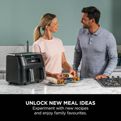 Ninja Foodi Dual Zone Digital Air Fryer, 2 Drawers, 7.6L, 4-in-1, Uses No Oil, Air Fry, Max Crisp, Roast, Reheat
