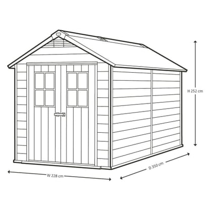 Keter Newton 7 x 11ft Double Door Outdoor Apex Plastic Garden Shed